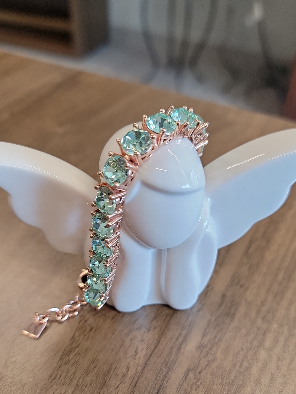 Park Lane Impression Bracelet with Mint Green Crystals On Rose Gold